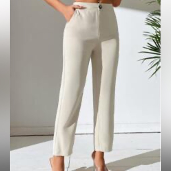 SHEIN Pants - SHEIN Petite beige slim leg trousers